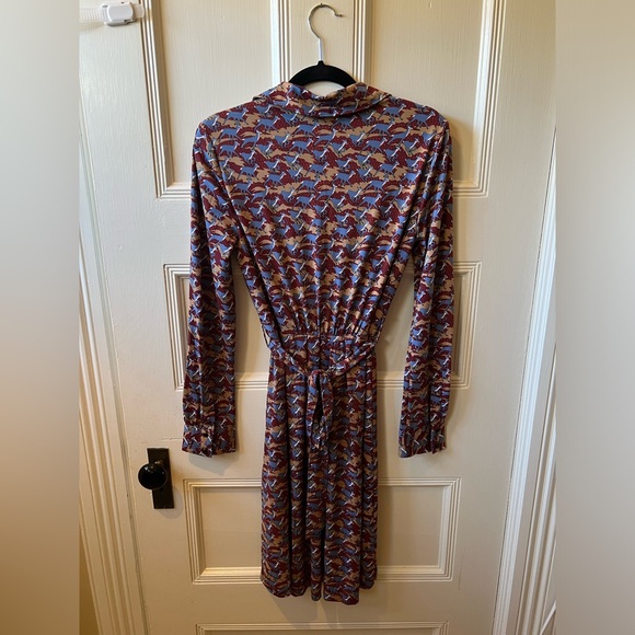 Brooks Brothers | Deer-Print Jersey Faux Wrap Dress - Picture 3 of 6